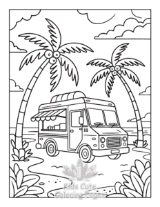 Cute Summer coloring page for boys, printable at home