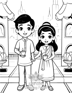 Printable Diwali coloring sheet for preschoolers