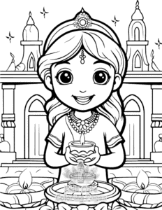 Easy Diwali coloring sheet for young children