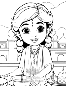 Free printable Diwali coloring page for kids