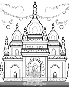Printable Diwali coloring sheet for preschoolers