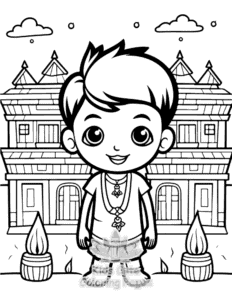 Diwali coloring page for boys, printable at home