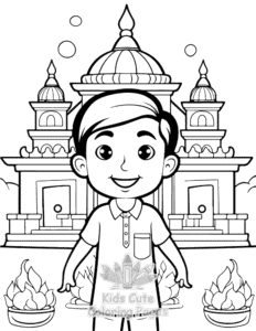 Diwali coloring page for classroom activities