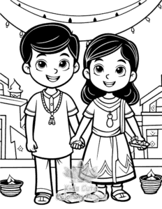 Simple Diwali coloring page for toddlers