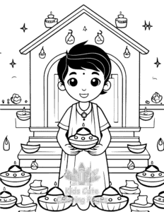Free printable Diwali coloring page for kids