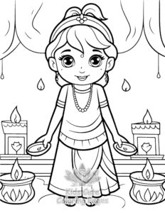 Diwali coloring page for boys, printable at home