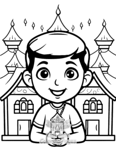 Diwali coloring page for boys, printable at home