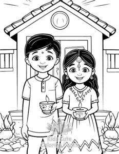 Diwali coloring page for classroom activities
