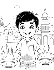 Simple Diwali coloring page for toddlers