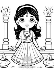 Easy Diwali coloring sheet for young children