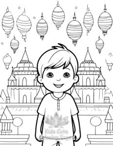 Simple Diwali coloring page for toddlers