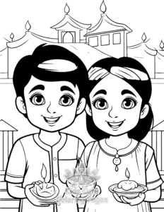 Easy Diwali coloring sheet for young children