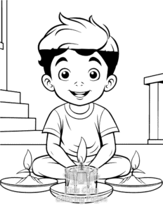Free printable Diwali coloring page for kids