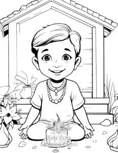 Free printable Diwali coloring page for kids