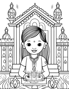 Diwali coloring page for boys, printable at home