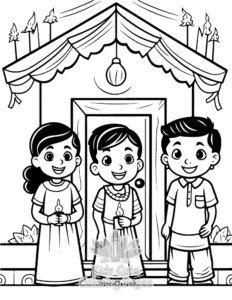 Easy Diwali coloring sheet for young children