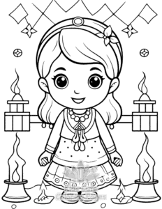 Printable Diwali coloring sheet for preschoolers