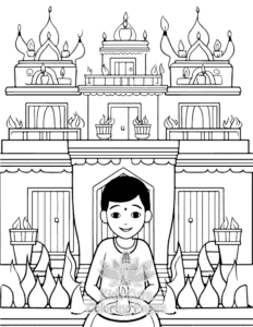 Printable Diwali coloring sheet for preschoolers