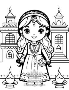 Diwali coloring page for boys, printable at home