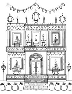 Diwali coloring page for classroom activities