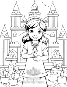 Diwali coloring page for classroom activities