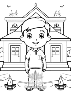 Diwali coloring page for girls, free to print