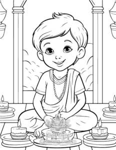 Printable Diwali coloring sheet for preschoolers