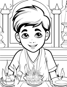 Easy Diwali coloring sheet for young children