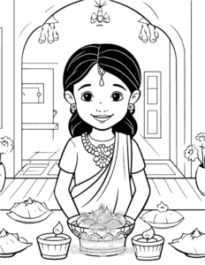 Free printable Diwali coloring page for kids