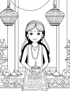 Diwali coloring page for classroom activities