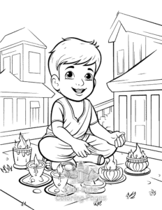Free printable Diwali coloring page for kids
