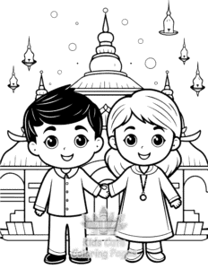 Diwali coloring page for boys, printable at home