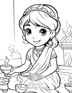 Diwali coloring page for boys, printable at home
