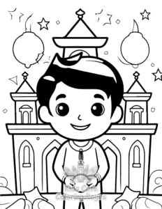 Printable Diwali coloring sheet for preschoolers