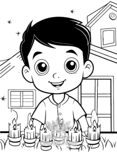 Easy Diwali coloring sheet for young children