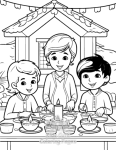 Diwali coloring page for boys, printable at home