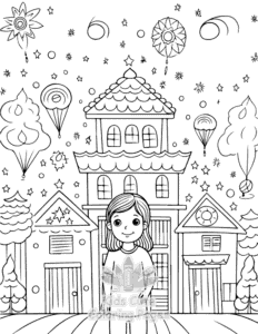 Diwali coloring page for classroom activities
