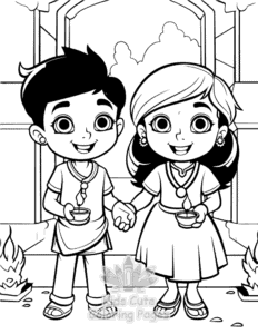 Free printable Diwali coloring page for kids