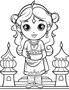 Easy Diwali coloring sheet for young children