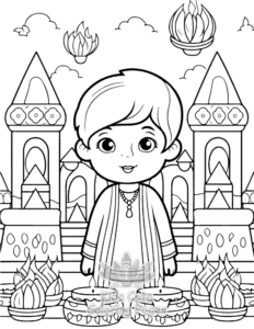 Simple Diwali coloring page for toddlers