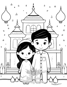 Diwali coloring page for classroom activities