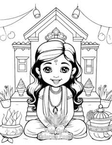 Free printable Diwali coloring page for kids