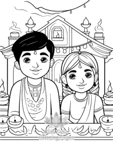 Diwali coloring page for boys, printable at home
