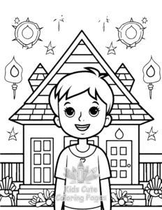 Printable Diwali coloring sheet for preschoolers