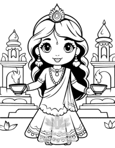 Easy Diwali coloring sheet for young children