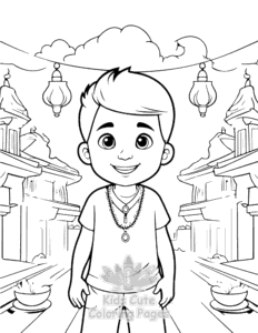 Easy Diwali coloring sheet for young children