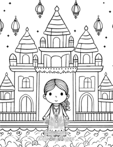 Printable Diwali coloring sheet for preschoolers