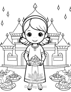 Diwali coloring page for classroom activities