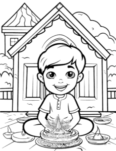 Free printable Diwali coloring page for kids
