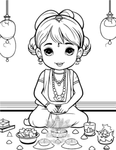 Diwali coloring page for boys, printable at home
